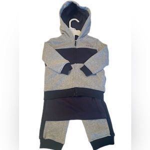 DKNY Infant Boys 3 Piece Set S/S Shirt Elastic Pants Hoodie Sweatshirt 18M NEW